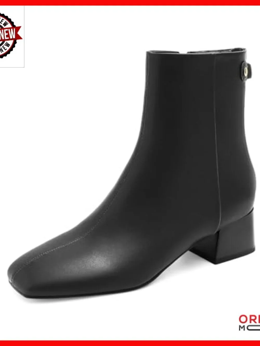 Women's Ankle Booties Square Toe Low Chunky Heel Side Zipper Dress Shoes